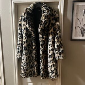 Stylish Faux Fur Leopard Print Teddy Jacket